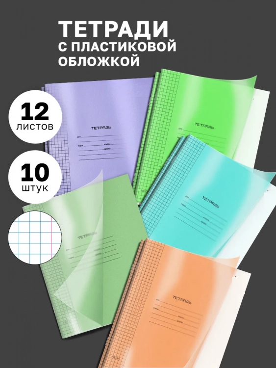Набор тетрадей с пластиковой обложкой, 10шт 60991