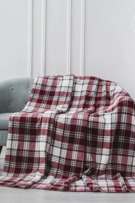 Плед флисовый "Клетка" белый-графит ПФ20-2 220*200 ПФ20-2