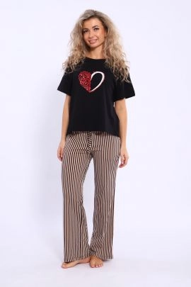 Пижама 46630 сердце черный последний размер