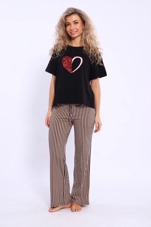 Пижама 46630 сердце черный последний размер