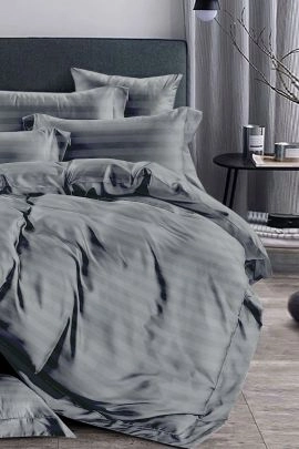 Серебристо-серый КПБ полисатин-страйп