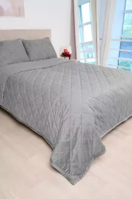 Набор покрывало и чехлы на подушку - Кристалл, цвет серый