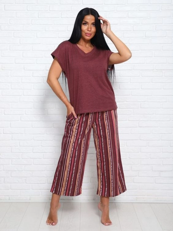 Костюм Брауни коричневый (брюки полоса)