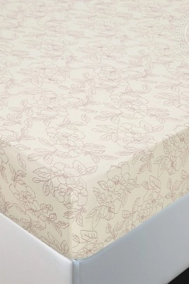 Простыня на резинке "Цветы бежевые" 256 200х200х20 256