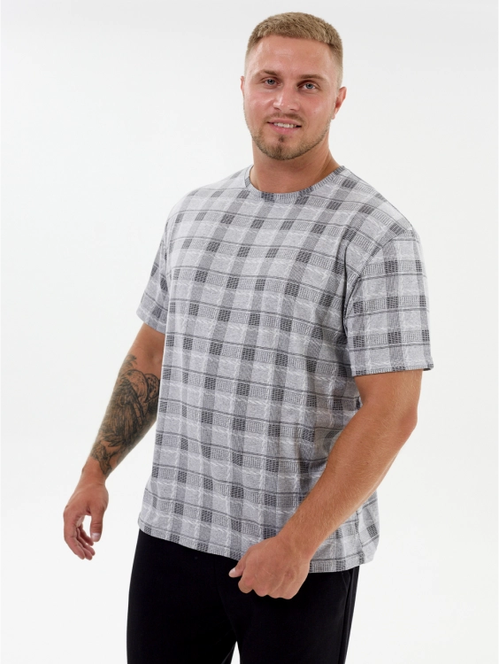 Титан футболка мужская (серая клетка)