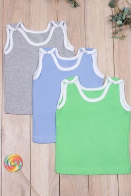 Комплект 2+1 майка кнопка интерлок в ассортименте арт. МКН-ИН/ассортимент