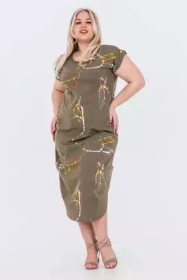 Платье 57619 хаки последний размер